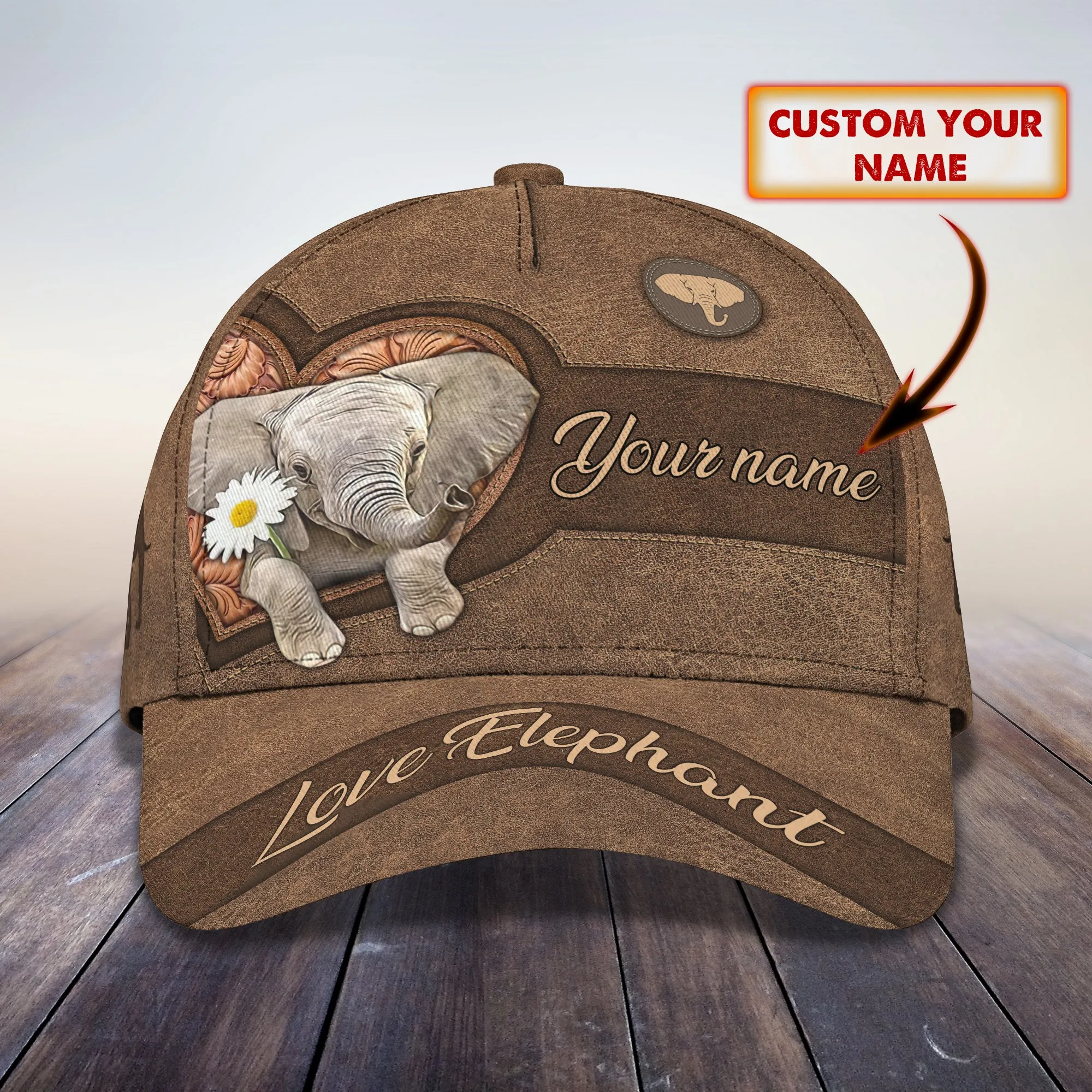 Love Elephant - Personalized Name Cap - Loop - H9h3-460