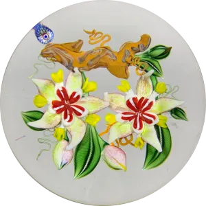 Magnum Richard Loesel 2017 Lampwork Cacao Blossom on Clear Ground