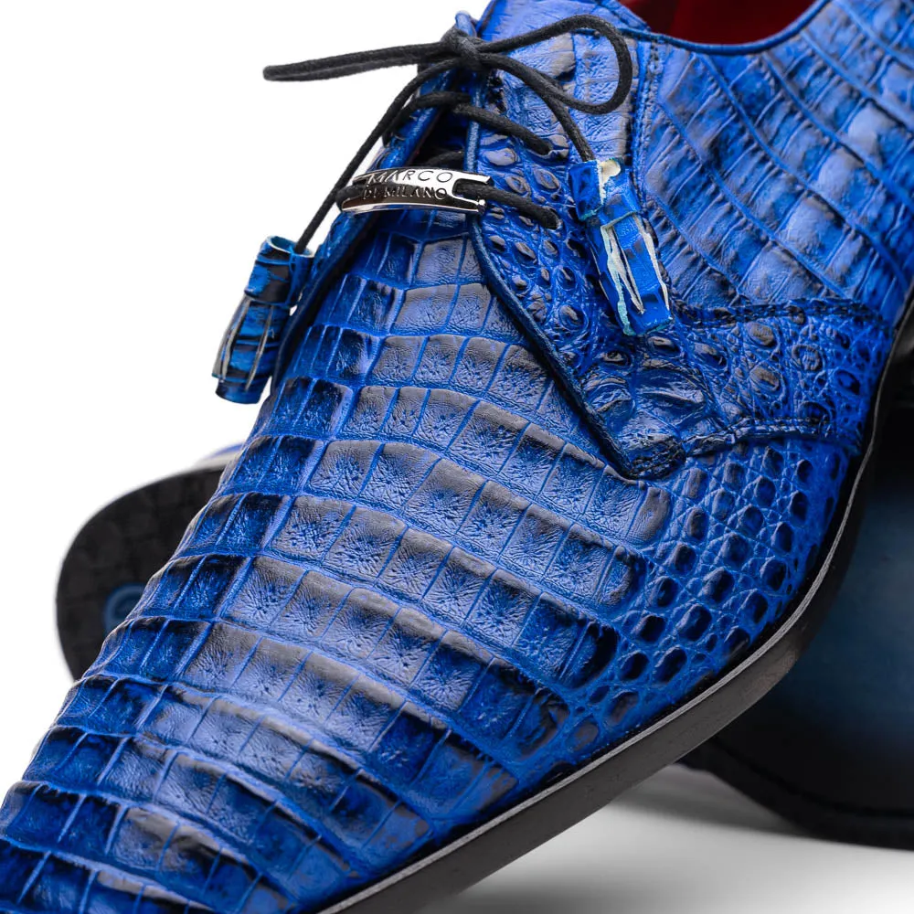 Marco Di Milano Lacio Electric Blue Caiman Crocodile Dress Shoes