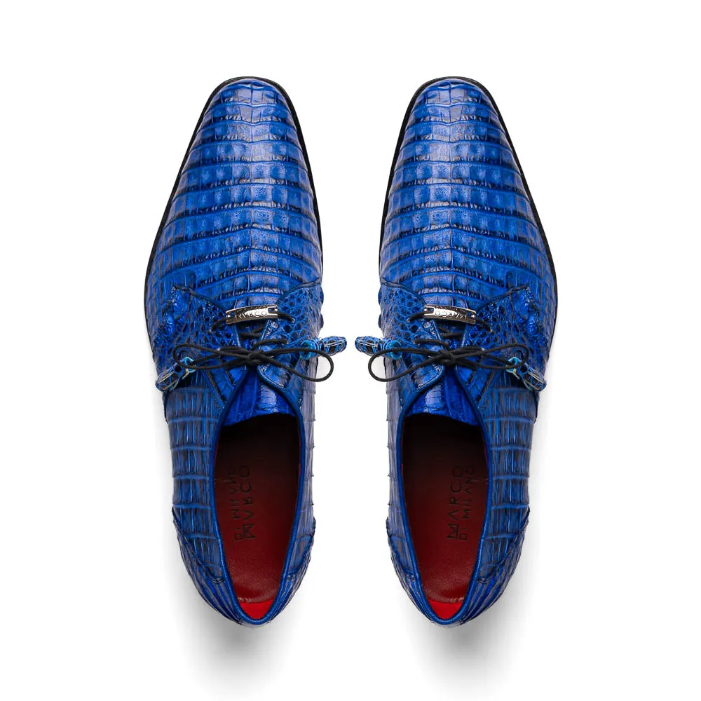 Marco Di Milano Lacio Electric Blue Caiman Crocodile Dress Shoes