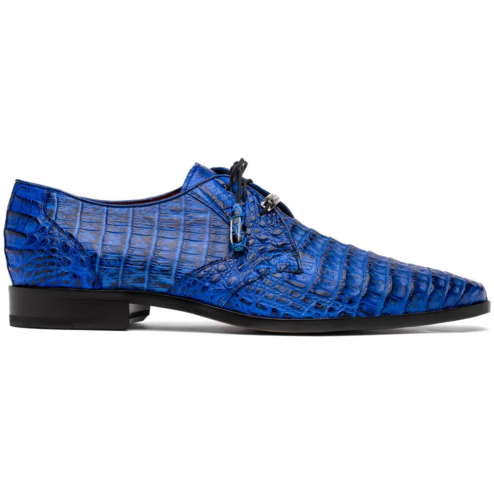 Marco Di Milano Lacio Electric Blue Caiman Crocodile Dress Shoes
