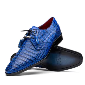 Marco Di Milano Lacio Electric Blue Caiman Crocodile Dress Shoes