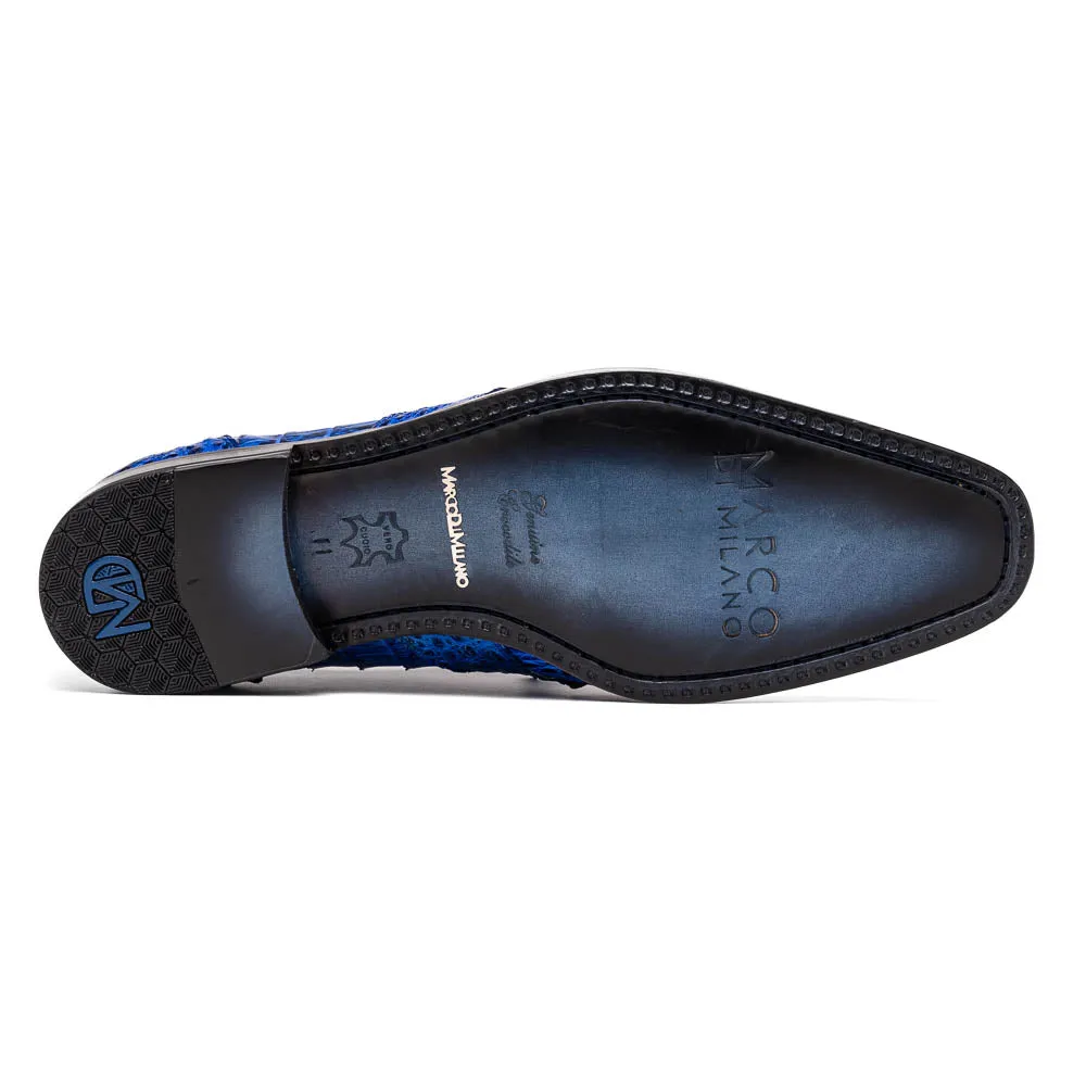 Marco Di Milano Lacio Electric Blue Caiman Crocodile Dress Shoes
