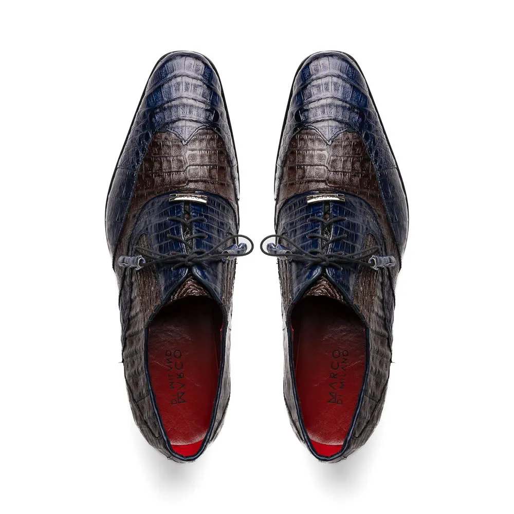 Marco Di Milano Luciano Navy / Brown Caiman Crocodile Dress Shoes