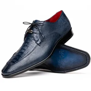 Marco Di Milano Merida Navy Caiman Crocodile & Lizard Dress Shoes