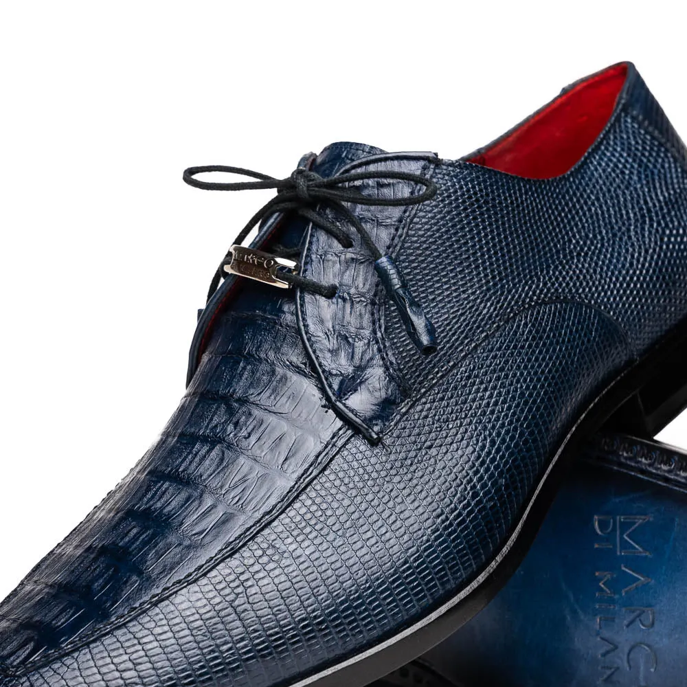 Marco Di Milano Merida Navy Caiman Crocodile & Lizard Dress Shoes