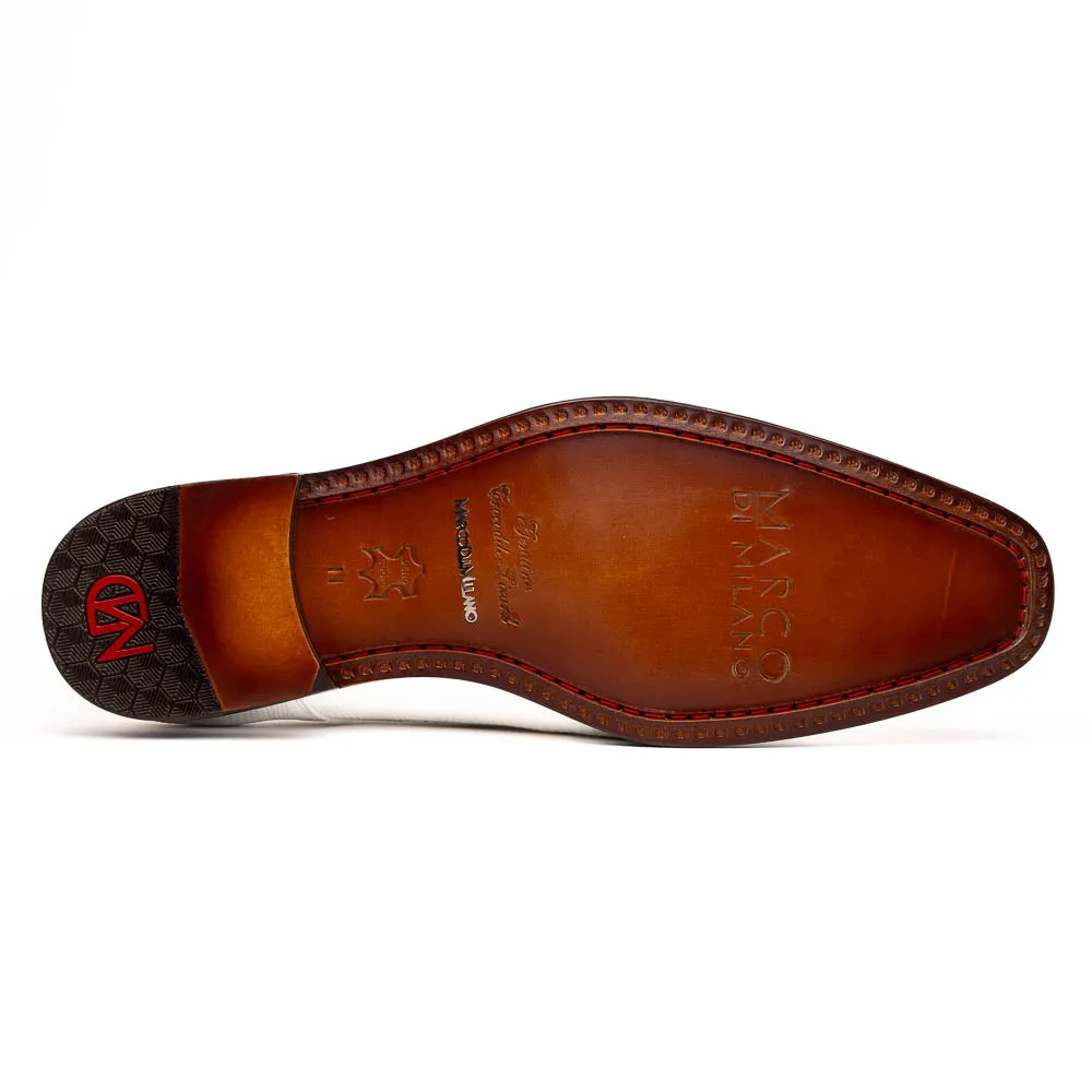 Marco Di Milano Merida White Caiman Crocodile & Lizard Dress Shoes