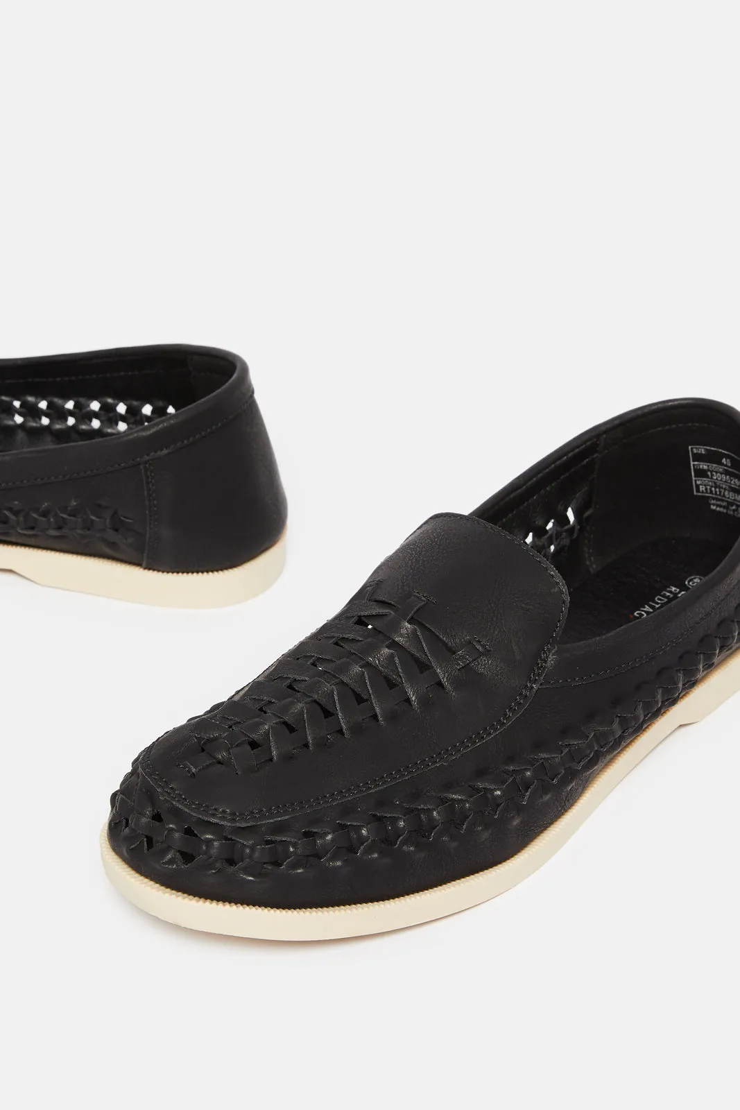 Men Black Woven Loafer