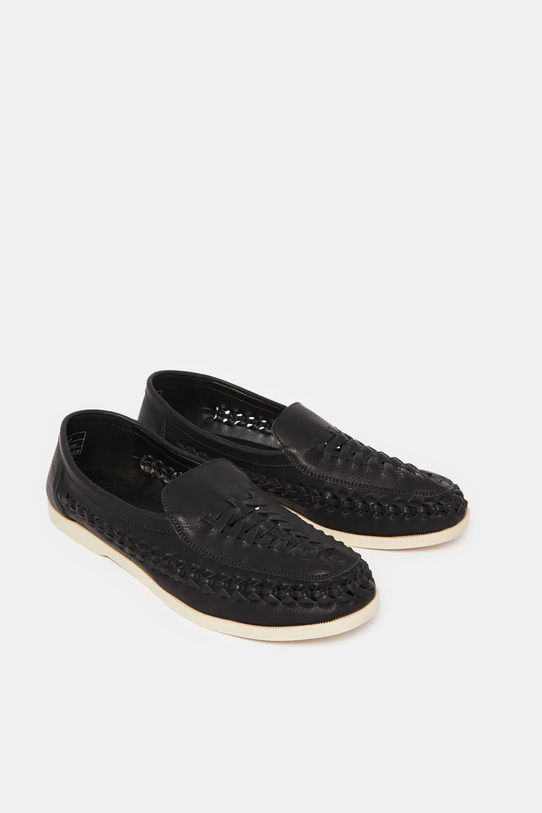 Men Black Woven Loafer