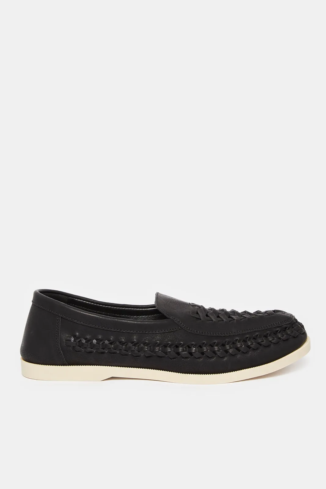 Men Black Woven Loafer