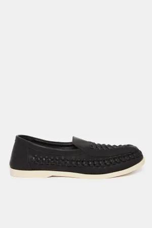 Men Black Woven Loafer