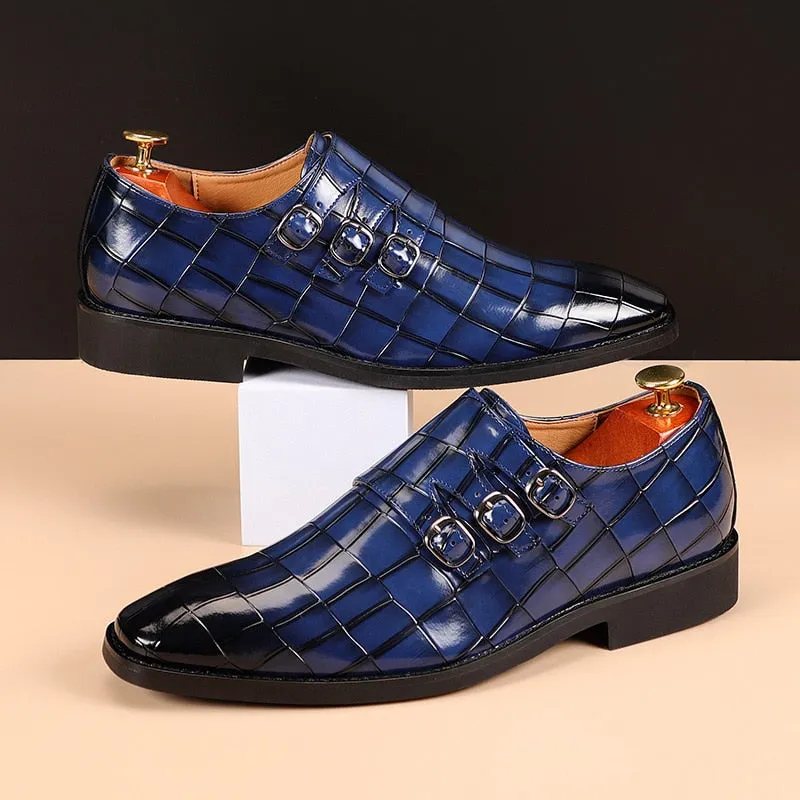 Men's Business Oxford Leather Shoes Buckle Square Toe Dress Shoes
