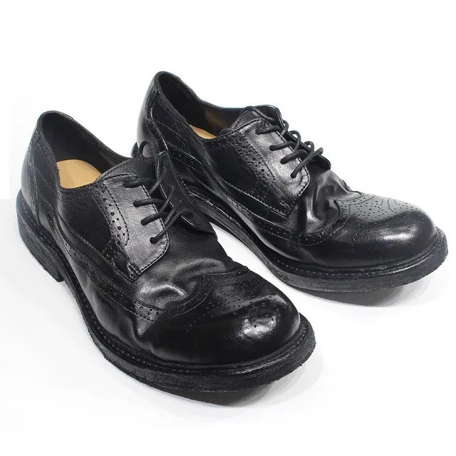 Mens Derby Dress Shoes Soft Calfskin Genuine Leather Wingtip