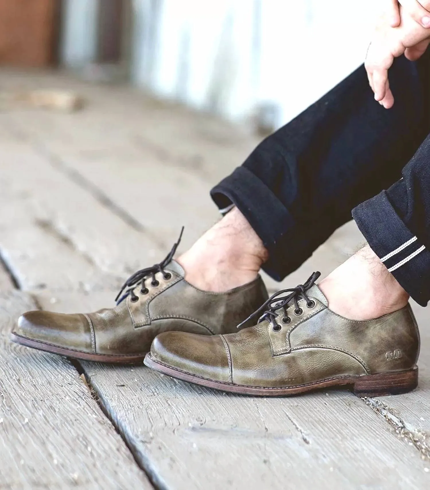 Men's Genoa Leather Shoes In Taupe Rustic