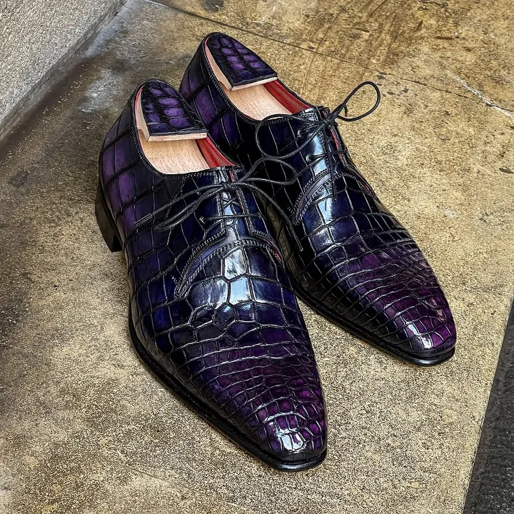 Men's purple leather business shoes