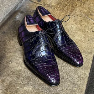 Men's purple leather business shoes