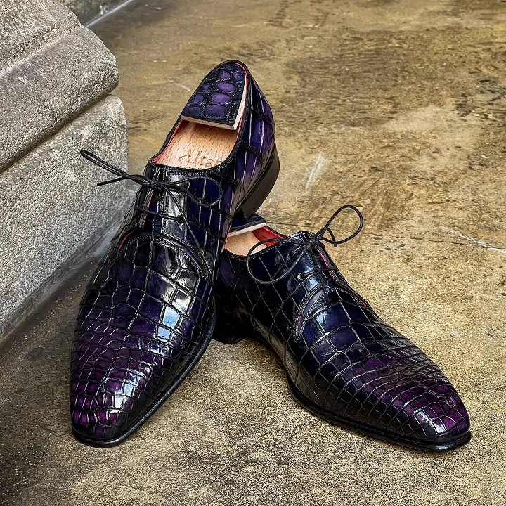 Men's purple leather business shoes
