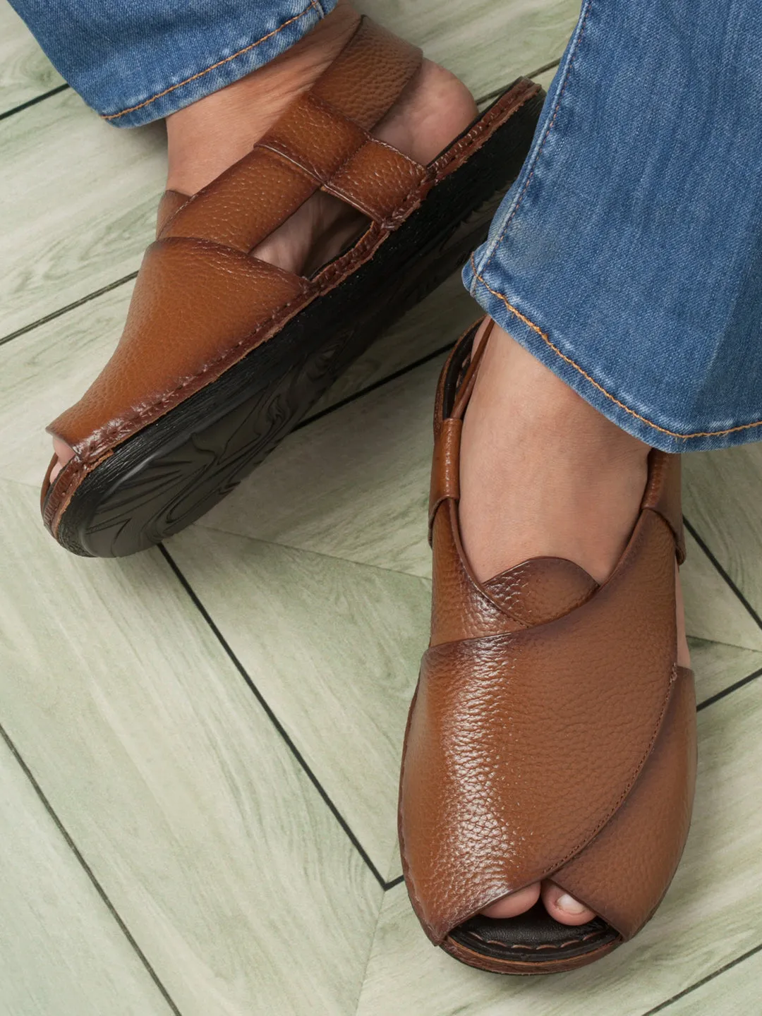 Men's Tan Comfort-fit Smart Casual Sandal (ID4235)