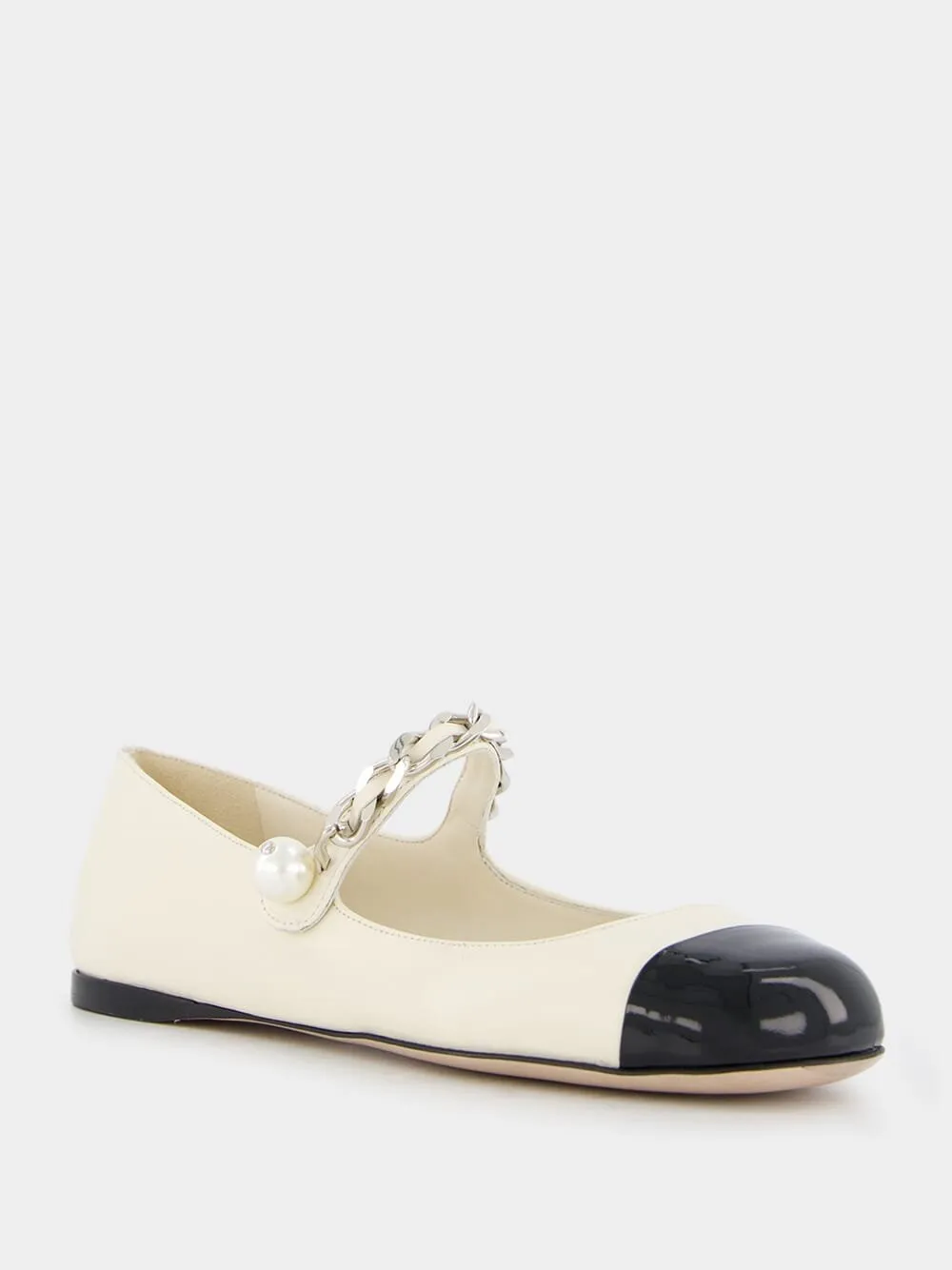 Metal Chain Leather Ballerinas