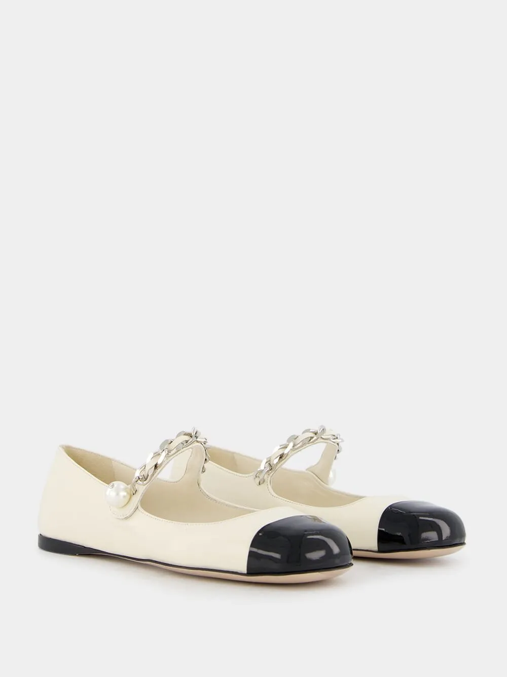 Metal Chain Leather Ballerinas