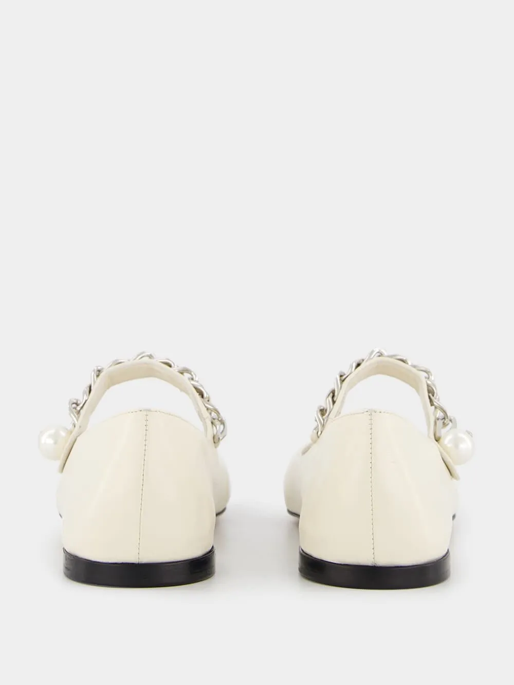 Metal Chain Leather Ballerinas