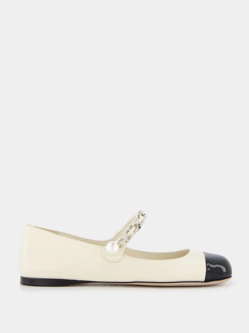 Metal Chain Leather Ballerinas