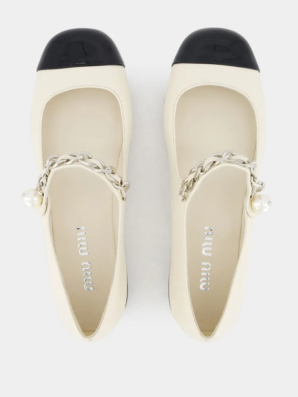 Metal Chain Leather Ballerinas
