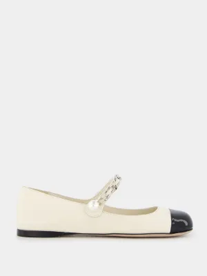 Metal Chain Leather Ballerinas
