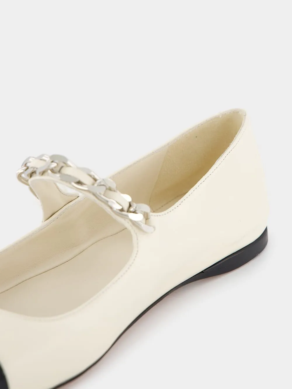 Metal Chain Leather Ballerinas