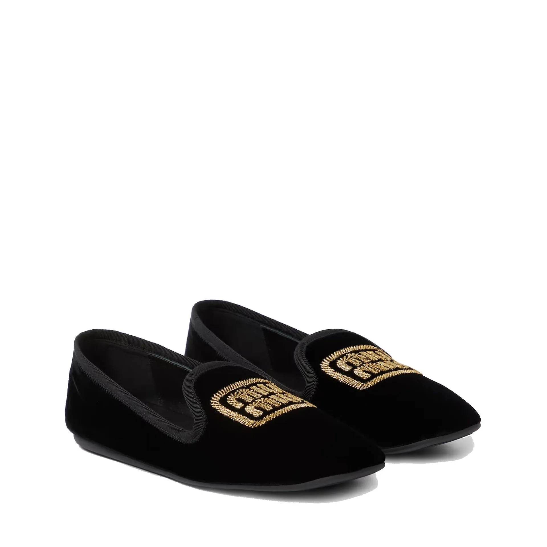 MIU MIU Luxury Logo Velvet Flats for Women