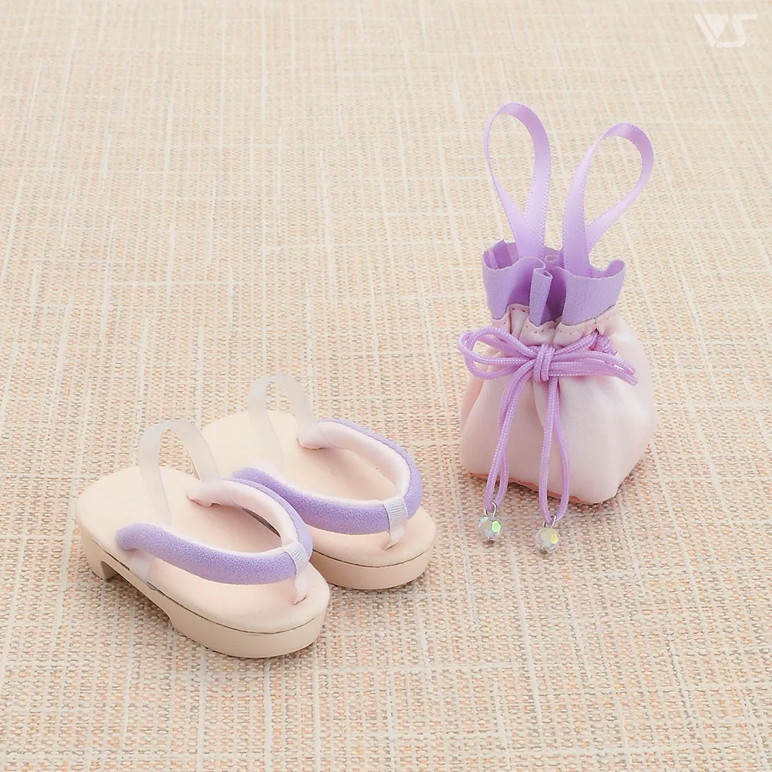 Modern Drawstring Bag & Geta Sandals Set (Light Pink) / Mini