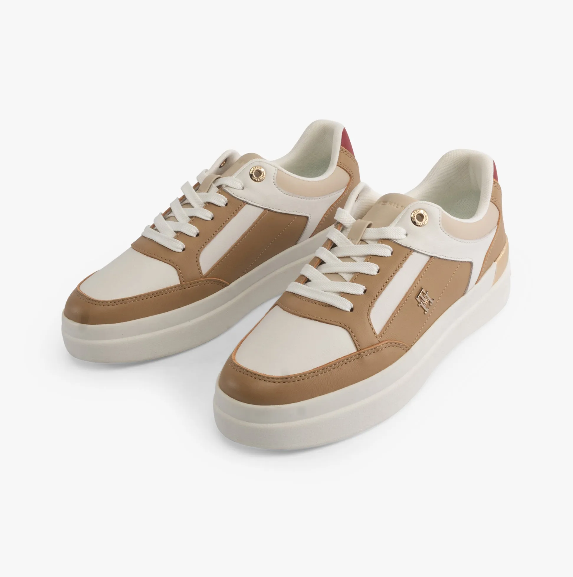 MONOGRAM METALLIC LEATHER  Womens Court Trainers Classic Khaki