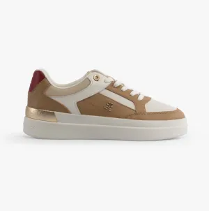 MONOGRAM METALLIC LEATHER  Womens Court Trainers Classic Khaki