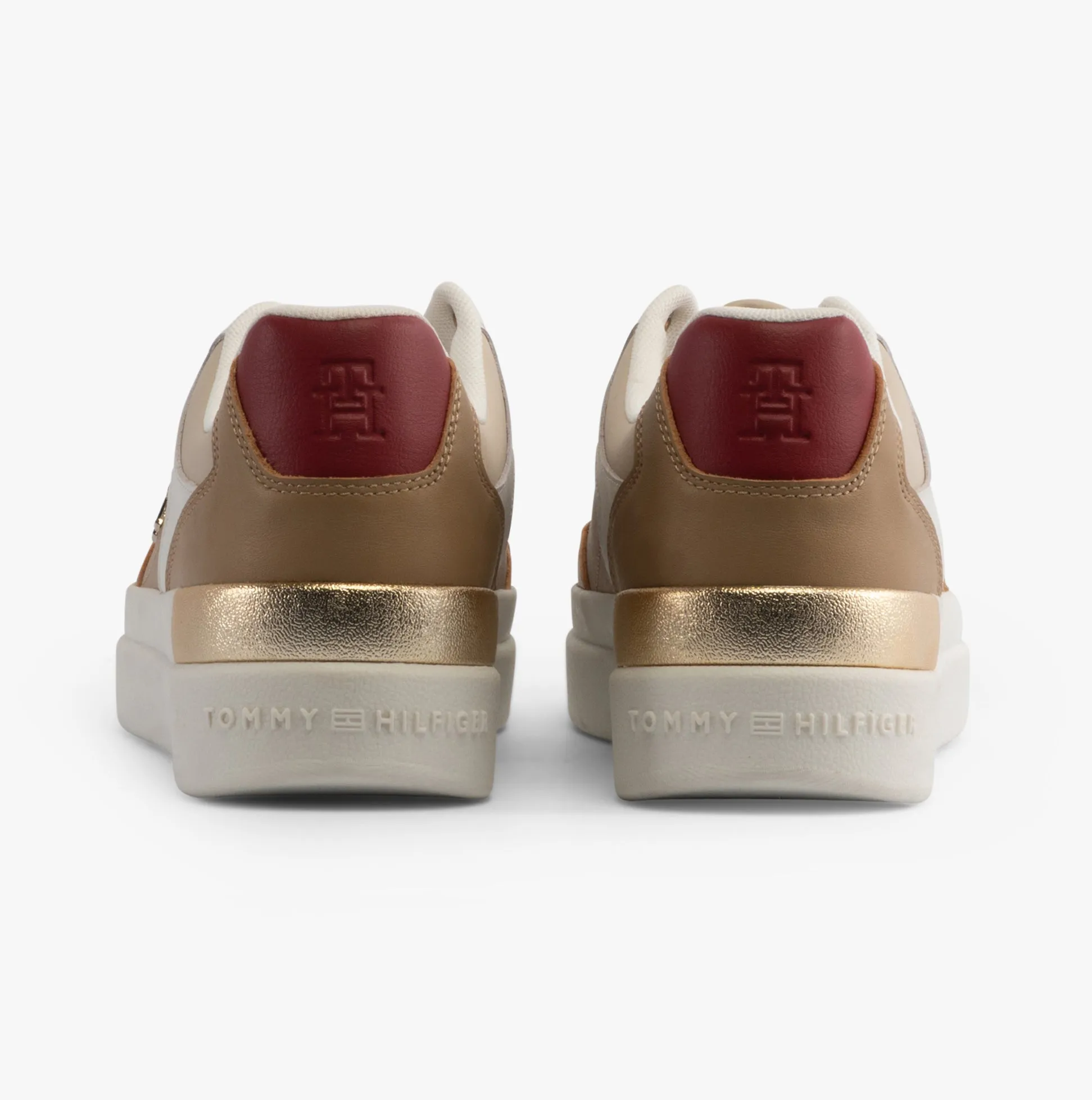 MONOGRAM METALLIC LEATHER  Womens Court Trainers Classic Khaki