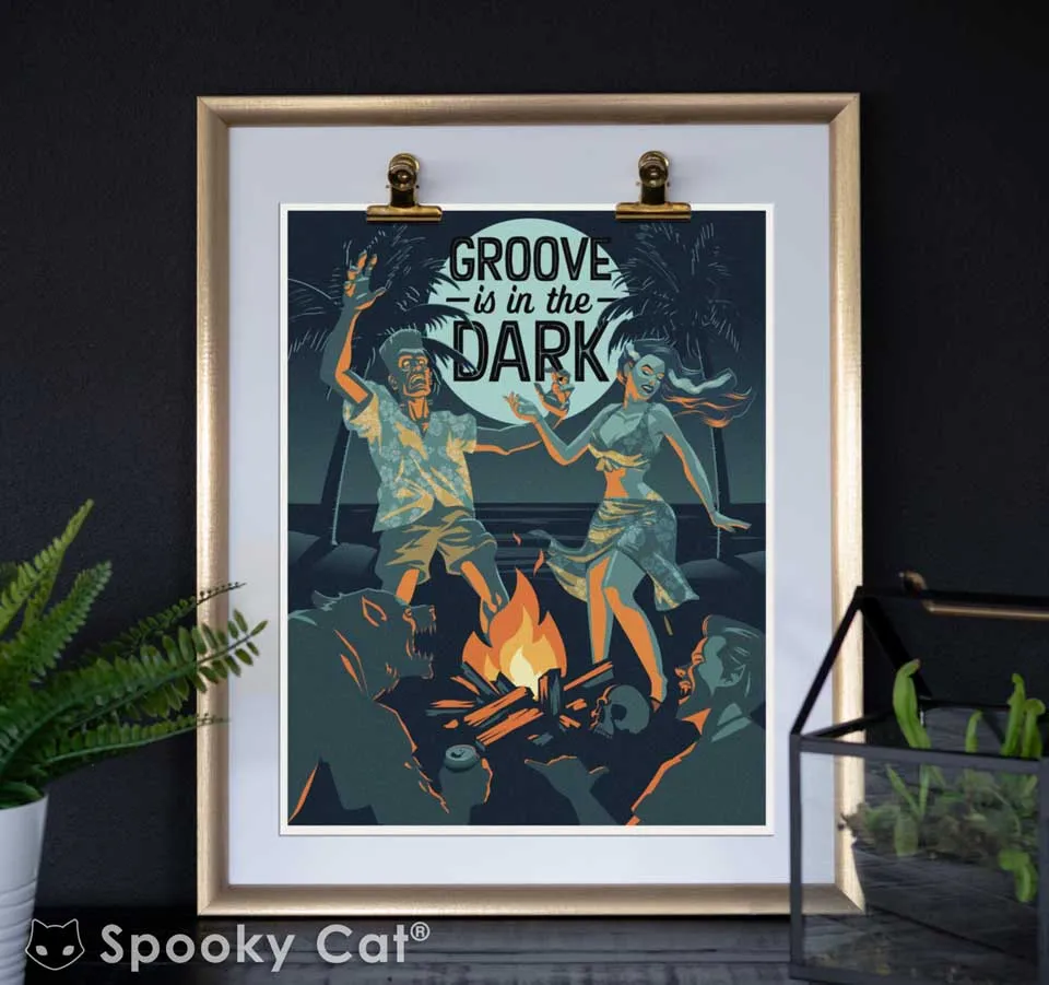 Monster Campfire Tiki Art Print