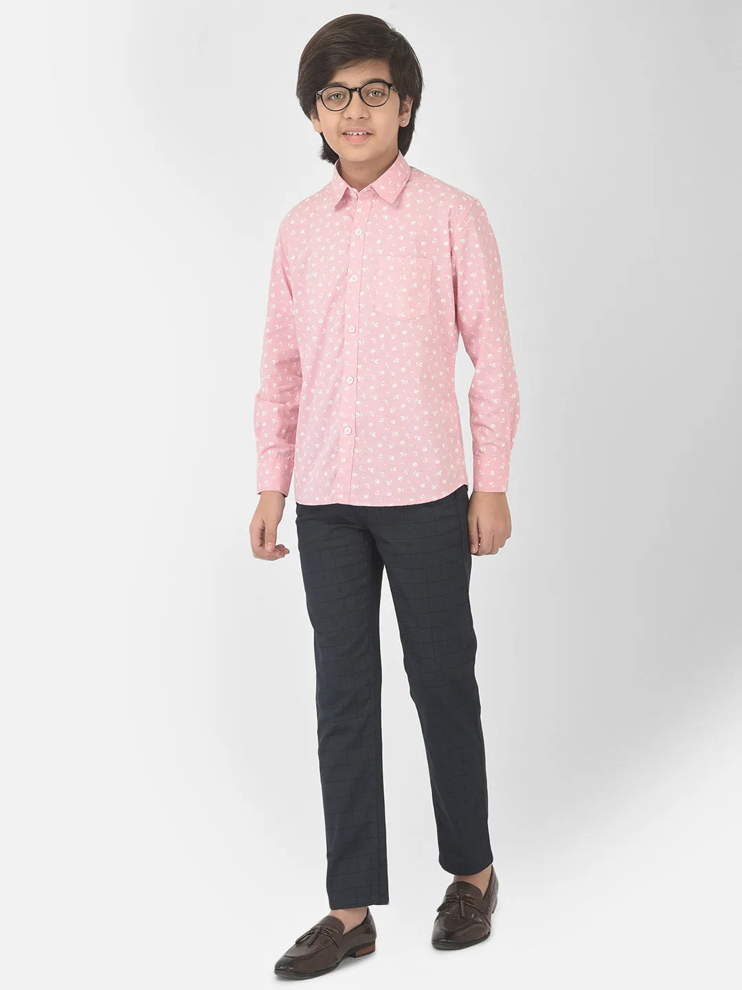 Navy Blue Checked Trousers