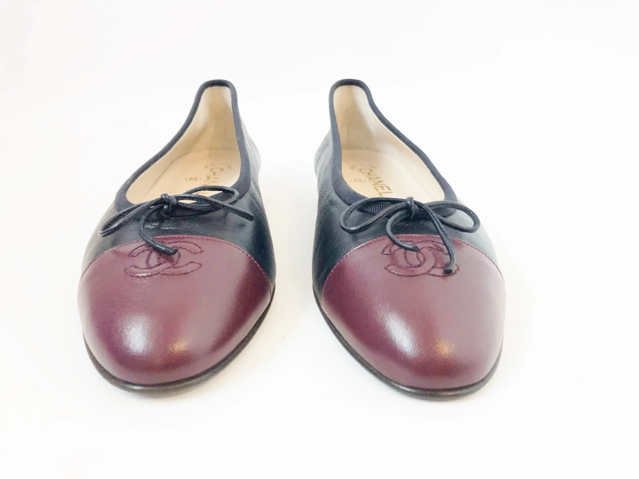 NEW Chanel Cap Toe Ballet Flat 39.5 It (9.5 Us)