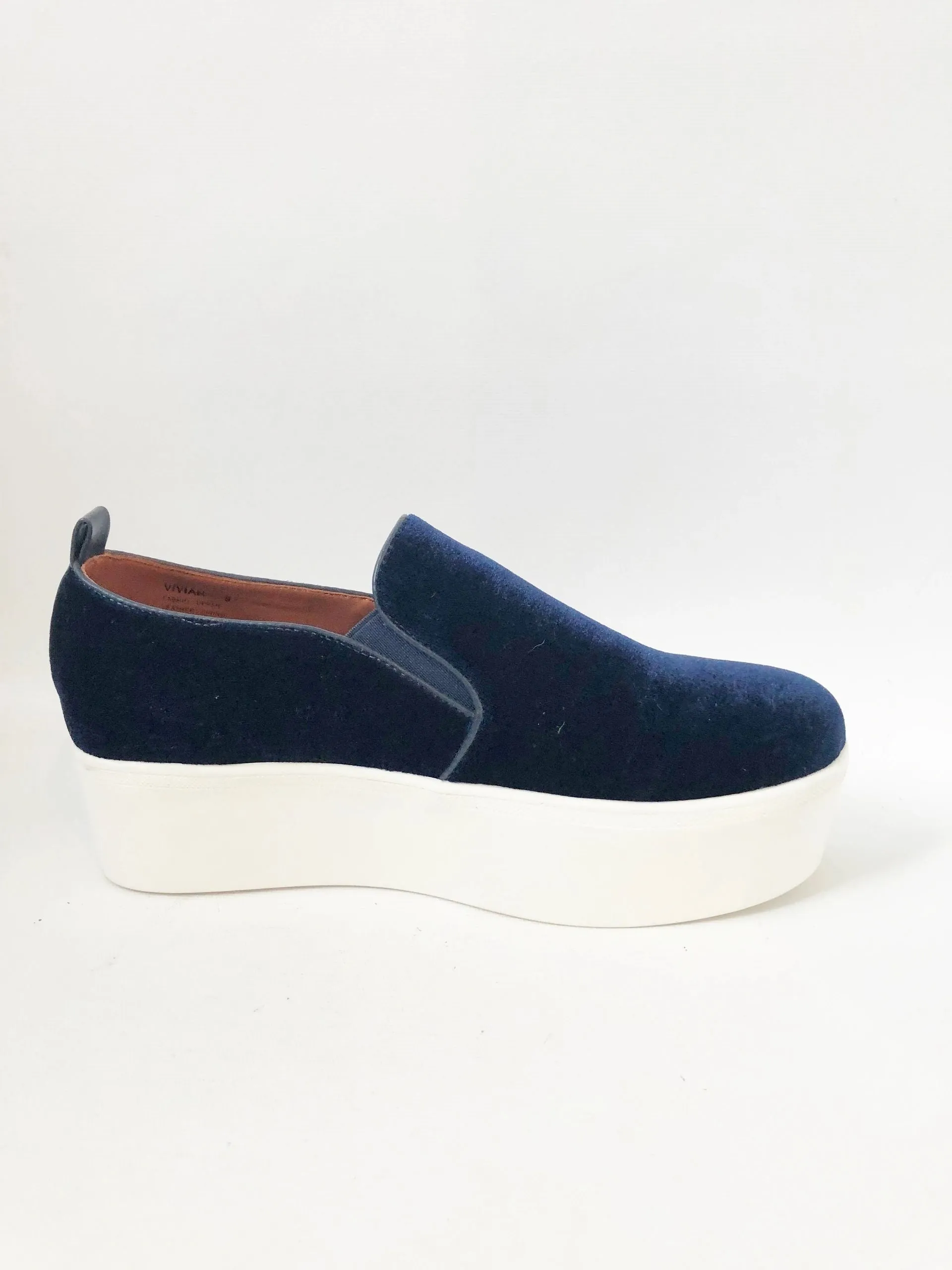NEW Golo Vivian Blue Velvet Flatform Size 9