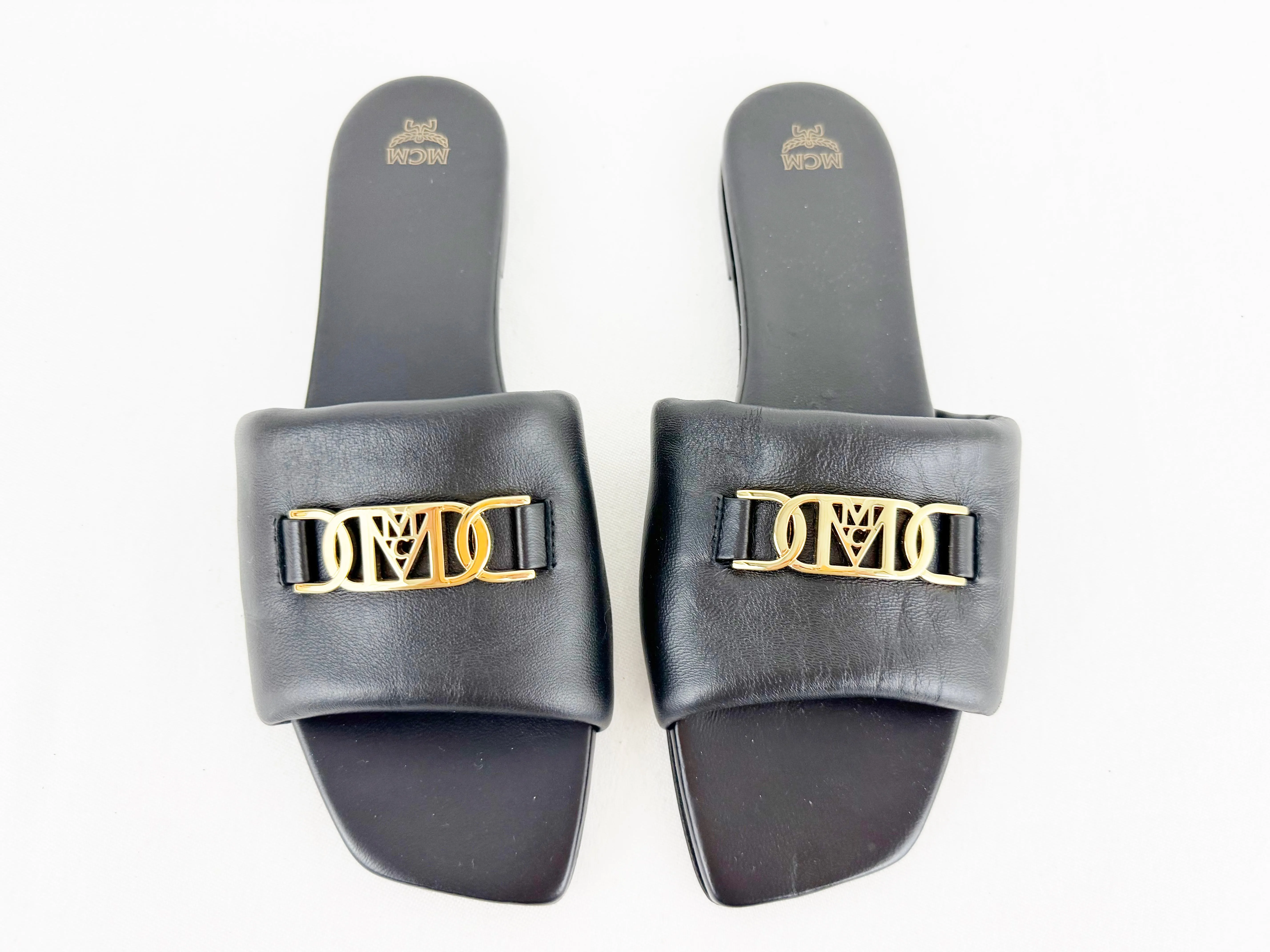 NEW MCM Leather Slides Size 9