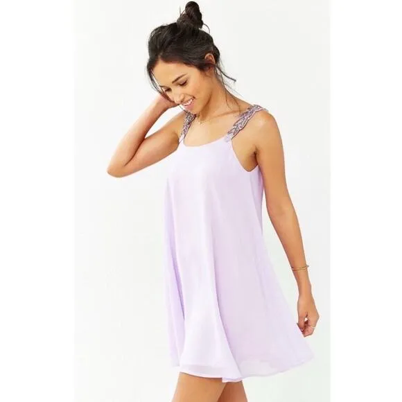 NWT Urban Outfitters Oh My Love Beaded Strap Trapeze Dress size Small MSRP $99