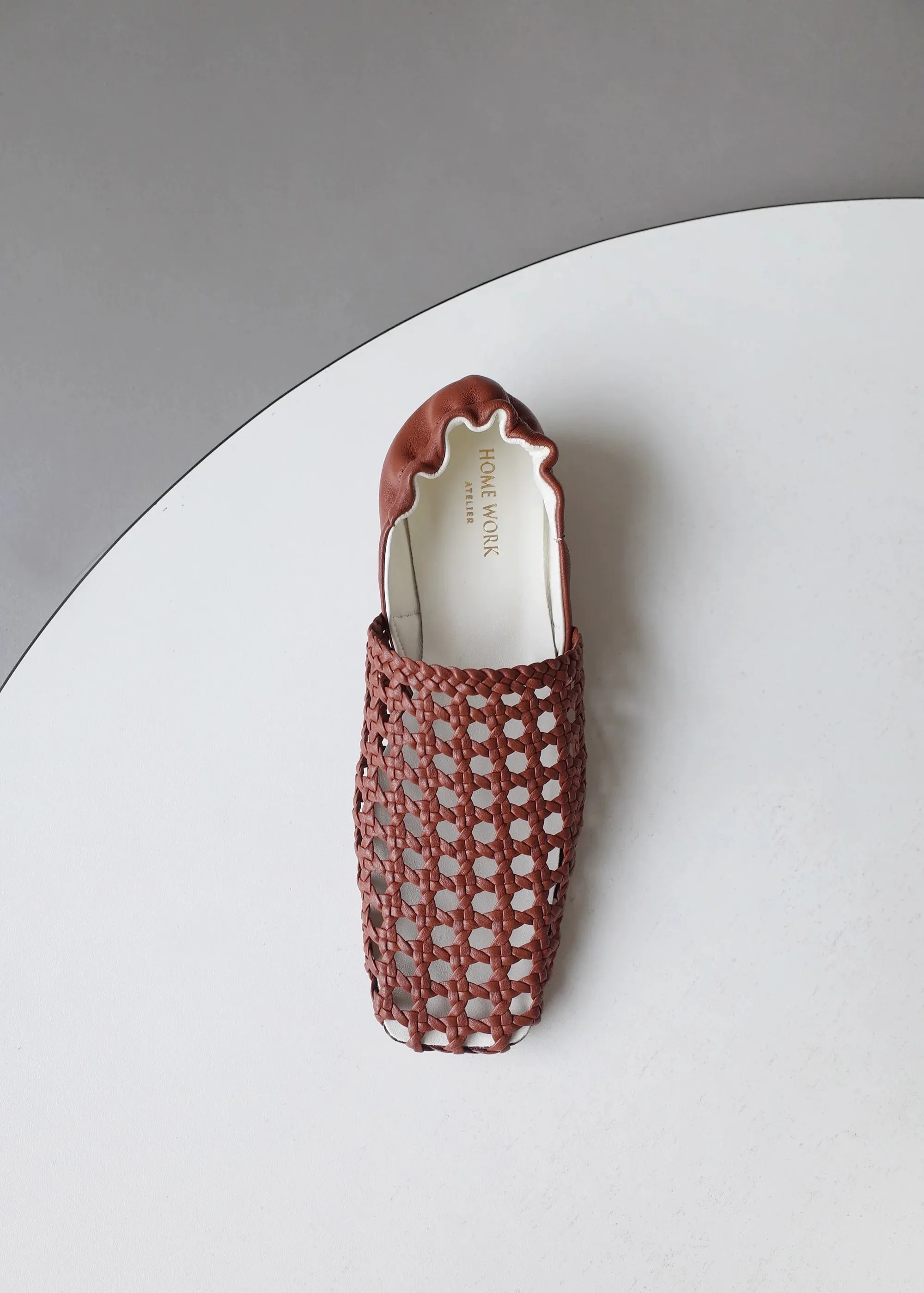 Ochre Woven Leather Flats