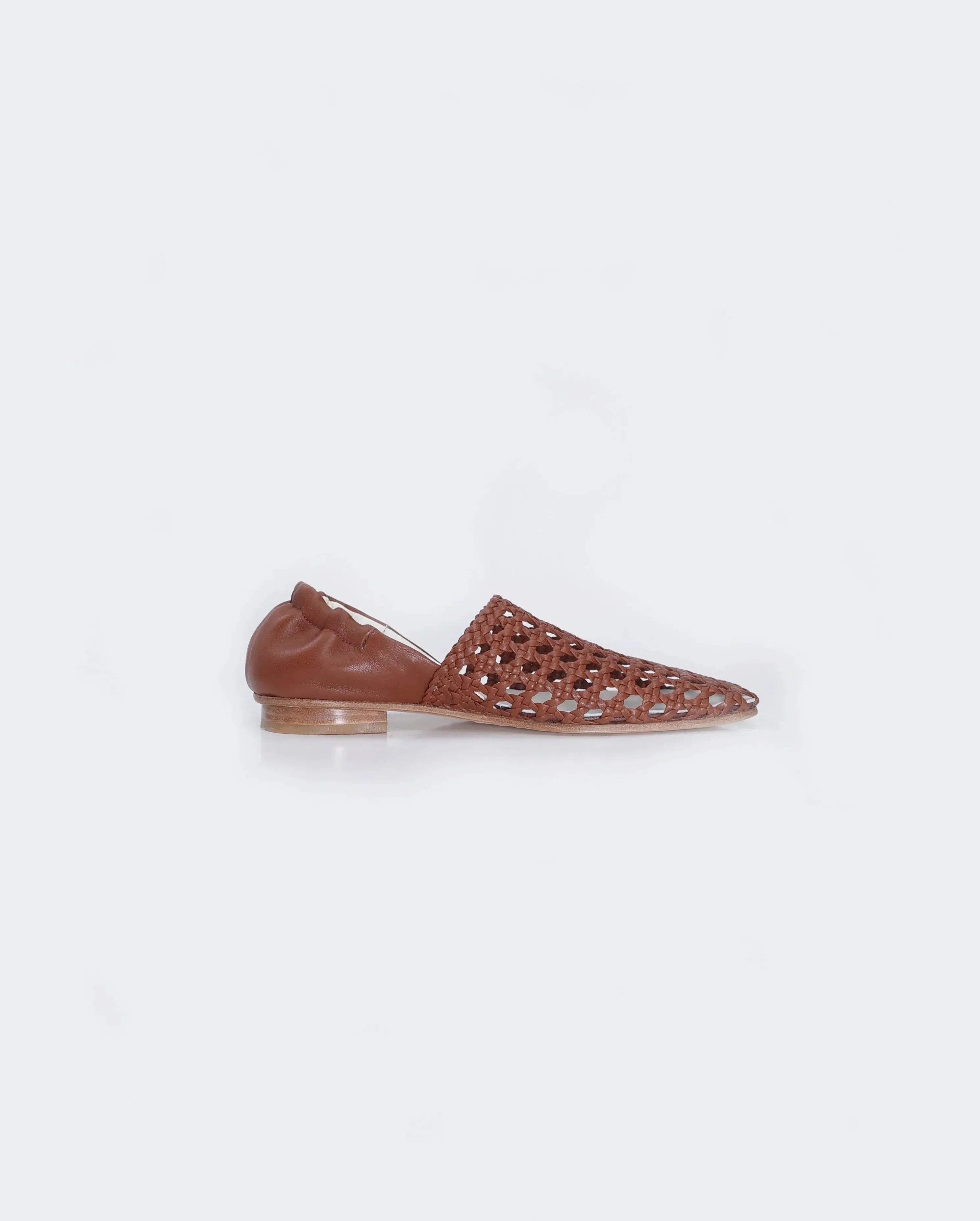 Ochre Woven Leather Flats