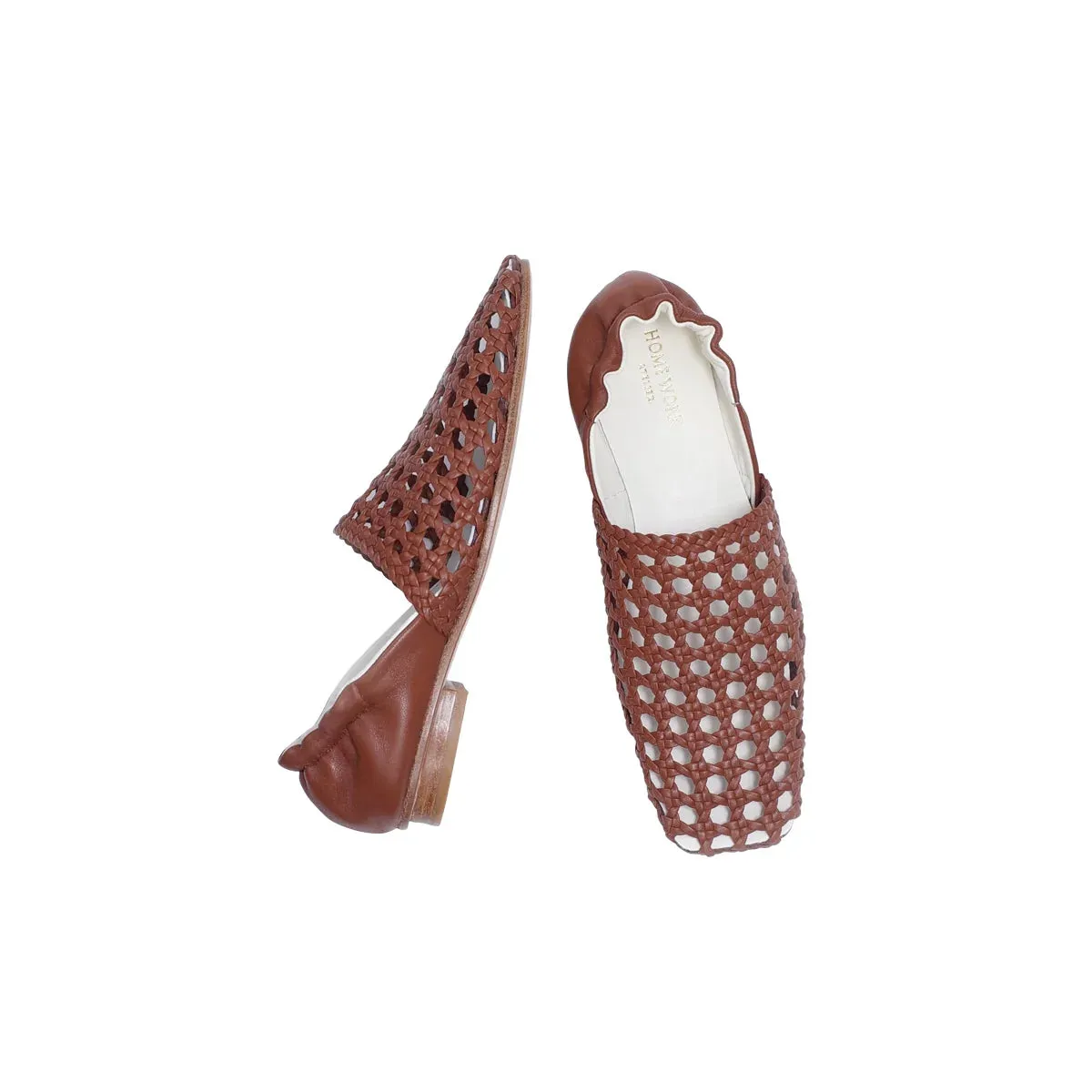 Ochre Woven Leather Flats