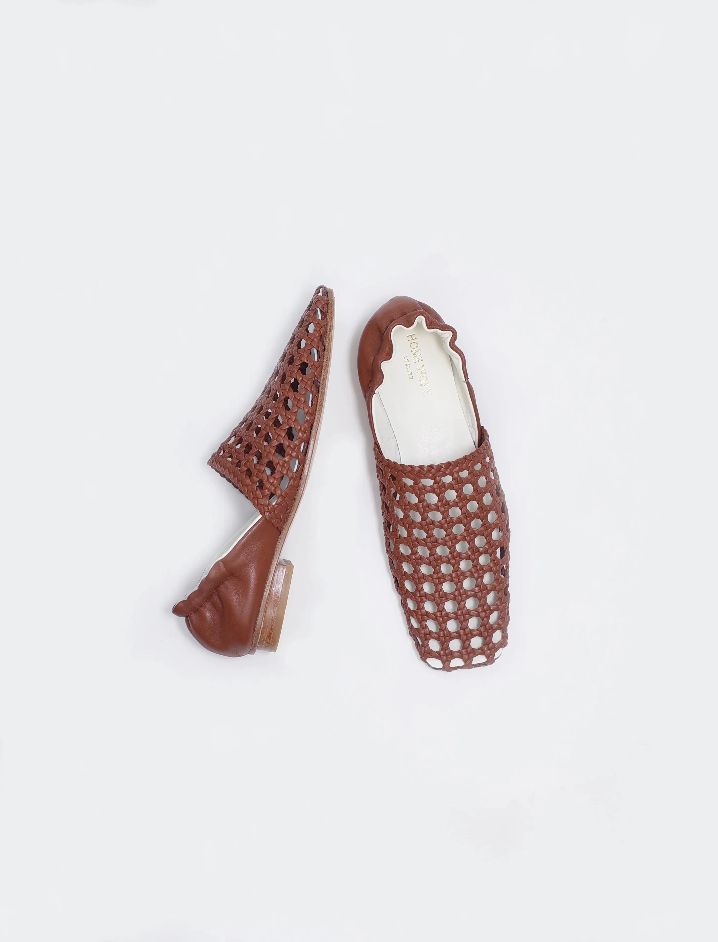 Ochre Woven Leather Flats