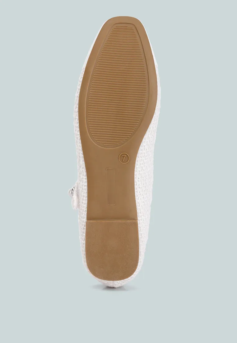 Patent Toe Cap Tweed Mary Janes In White By RAG