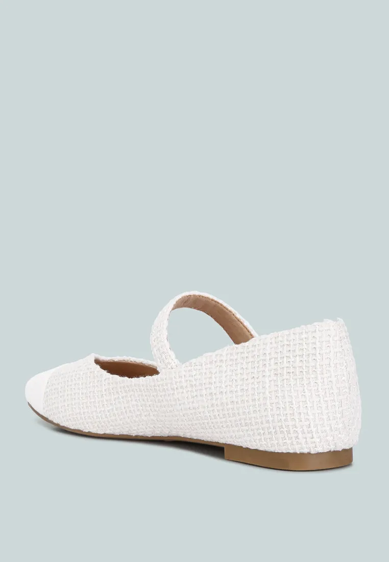 Patent Toe Cap Tweed Mary Janes In White By RAG