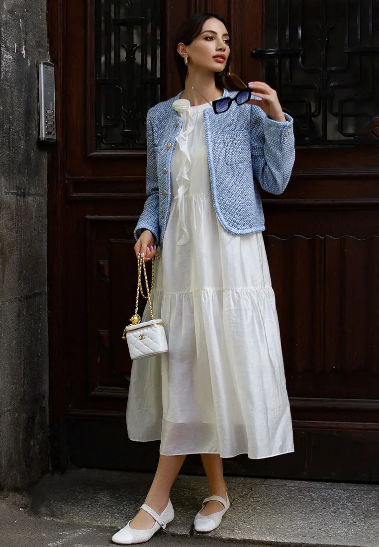 Patent Toe Cap Tweed Mary Janes In White By RAG