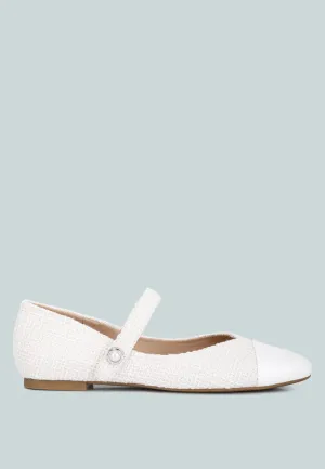 Patent Toe Cap Tweed Mary Janes In White By RAG