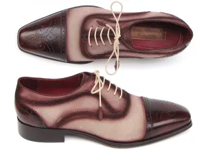 Paul Parkman Captoe Oxfords Bordeaux, Beige (ID#024-BRR)