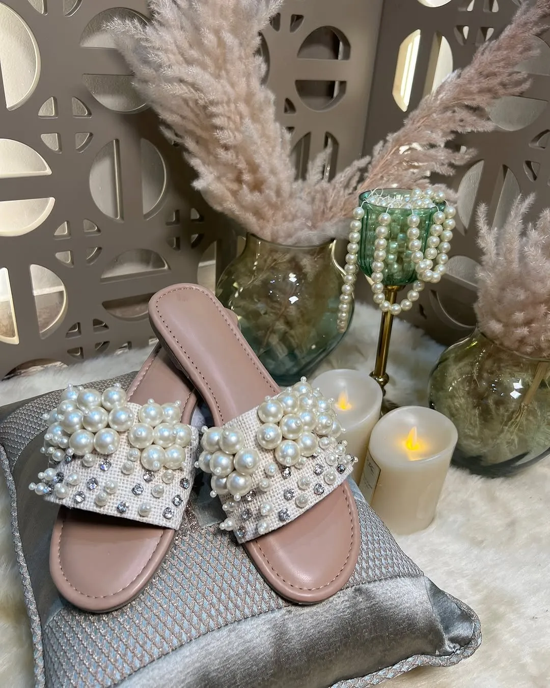Pearl & Crystal Luxe Slides